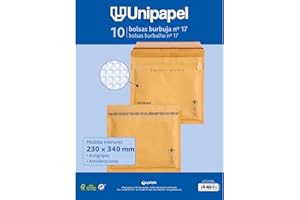 Unipapel | Sobres Acolchados Kraft con Papel de Burbujas Interior | Nº 17 Medidas 240x340mm | Cierre Autoadhesivo | Pack 10 Unidades | Perfecto Para Envios Seguros y Protegidos | Certificado FSC