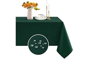 Romanstile Tischdecke Weihnachten 140x240 cm abwaschbar dunkelgrün wasserabweisend rechteckig Tischtuch Tablecloth für Geburtstag,Abendessen,Hochzeiten,Jahrestag,Winter,Herbst,Christmas,Restaurants