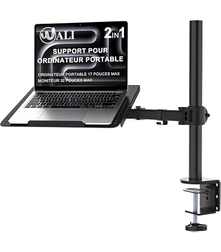 supamir supporto pc portatile, supporto computer da seduti e in piedi, 16 livelli di altezza, standing desk converter, supporto pc dj, per portatile da 13 a 16,5, grigio
