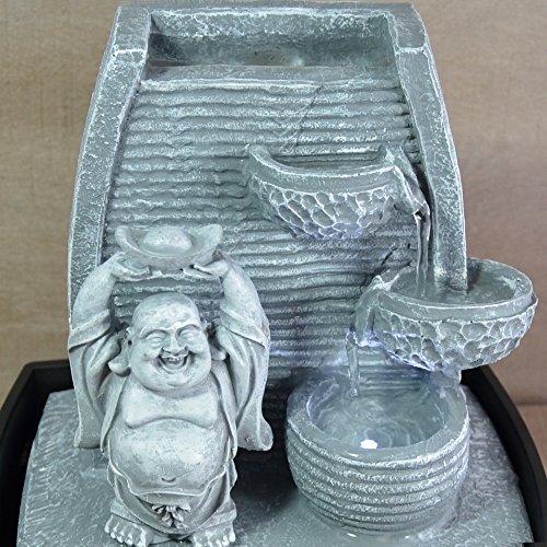 zen‘ Light Zimmerbrunnen Mauer Lachender Buddha, steingrau/schwarz 20 x 15 x 24 cm - 3