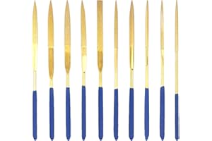 Eozighi 10 Pezzi Mini Diamond Files Set di Lime ad Ago Diamantato Diamond Needle File set Mini Set di File Rivestito Lime Diamantate per Tagliare il Vetro Metallo Morbido Pietra e Plastica(Blu e Oro)