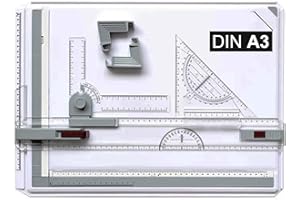 MorNon Zeichenplatte A3 Zeichenbrett Professioneller Zeichentisch mit Schiebelineal Zeichendreieck und Maßstab T-Quadrat für Ingenieure Designer Studenten zum Exaktes Arbeiten und Studium