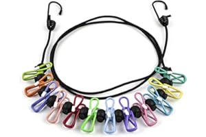 ESTEOPT Podróżna linka do prania 1,8 m, przenośna linka na ubrania, chowana linka do prania na kemping, z 12 klipsami do ubrań, do suszenia w pomieszczeniach, akcesoria kempingowe na zewnątrz (1,8 m)