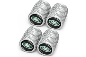 INTERTEST Legiertes Auto Ventilkappen,4pcs Ventilkappen mit Logo Auto Reifenventil Kappe Staubkappen Zubehör für Autoreifen Kompatibel für Land Rover Discovery Range Rover Sport Defender Land Cruiser,Silber