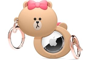 elago l LINE FRIENDS Silikonowe etui kompatybilne z Apple AirTag Tracker - pełna ochrona, brelok w zestawie, smukły i prosty design, bez zadrapań, ochrona przed upadkiem [oficjalny towar]
