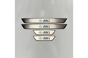 XYPDMGRE 4 Stück Edelstahl Auto Einstiegsleisten Kick Plates für MG ZS 2017-2025, Dekoration Türschwelle Aufkleber Schutzstreifen Zubehör,Black