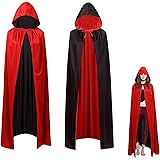 OUQIWEN Mantello Per Costume di Halloween,Mantello Da Vampiro adulto,Reversibile Nero Rosso Mantello per,Mantello Donne e Uom