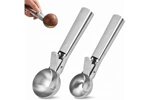 TLDBATICE 2 stycken glasskopa rostfritt stål set med utlösare, stor och liten isbollskoppling för hård glass, glassked portionskopa för glass, deg och dessert