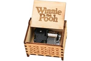 Youtang Winnie The Pooh - Caja de música de madera grabada con mecanismo de cuerda de 18 notas, diseño de Winnie The Pooh, color marrón