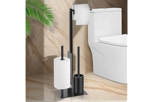 HXC-BLG Edelstahl Klopapierhalter Stehend mit Klobürste -Toilettenpapierhalter mit WC Bürste Stand WC Garnitur für Toilettenpapier & Toilettenbürste