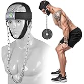 POZTEV Heavy duty chain neck belt - neck exercise tool with adjustable head and chin strap - increase neck strength and b
