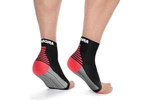 Rymora Foot Compression Socks Sleeves - Ease Plantar Plantar Fasciitis Discomfort and Foot Aches - Supports Heel, Arch & Ankle (One Pair) (Black) (Large: 25-29cm Arch Circumference) [L]