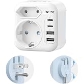 LENCENT US Plug Adapter, American Travel Charger | With 2 USB-C and 2 USB-A, Europe Portugal to US Adapter Compact Folding Me