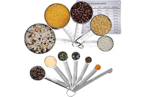 ORAPINK Edelstahl-Messbecher-und-löffelset, 12-teilig, mit 5 Messbechern, 6 Löffeln, 1 Messlineal, perfekt für präzises Messen von verschiedenen trockenen und feuchten Zutaten,Messlöffel Set