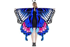 Veroda Butterfly Cape Gradient Color Print Butterfly Wing Shawl for Halloween Cosplay Dress Up Costume