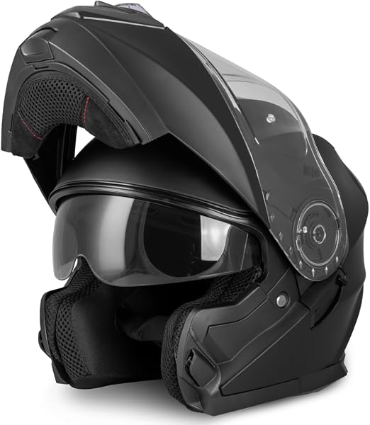 VINZ Santos Klapphelm mit Sonnenblende | ECE 22.06 & PINLOCK vorbereitet | Motorradhelm für Herren & Damen | Integralhelm / Mopedhelm Klappbar | Flip-Up Helm Motorrad | Größe XS–XXL - 1