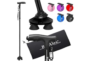 BigAlex Gehstock mit Licht für Damen und Herren, Faltbare, Klappbar, Höhenverstellbare Gehstöcke für Senioren & Erwachsene, Aufstehhilfe, Gehhilfe Stock mit Rutschfester Quad-Basis für Stabil