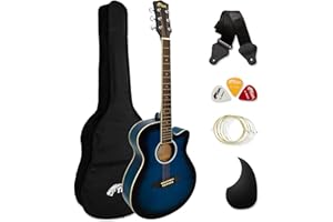 TIGER ACG3-BL Full Size Acoustic Guitar Package - Beginners Guitar Pack with Gig Bag, Strap and Spare Strings - Blue - Now with 6 Months Free Lessons Included