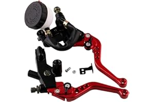 Shkalacar Cilindro Maestro de Freno Delantero Universal Ajustable, Palancas de Embrague de Freno de Motocicleta, Juego de Depósito de Cilindro Maestro (Rojo)