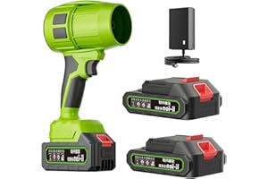 GENERICO Seese Pro Soffiatore Elettrico Senza Fili - Soffiatore Aspirapolvere 2 in 1 Portatile, 35000 RPM Ultra Potente, 40 Minuti Autonomia, Leggero per Giardino, Cortile, Foglie, Prato (Green,2 Battery)