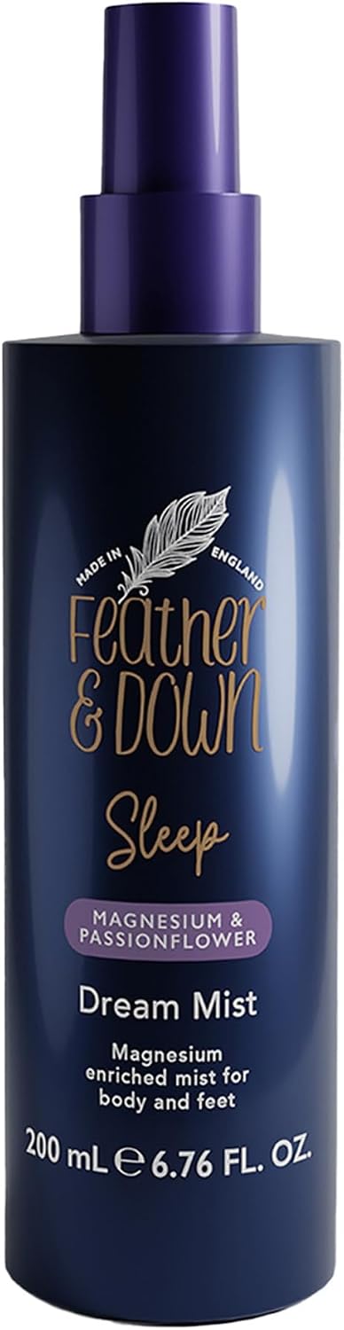 Feather & Down Magnesium and Passionflower Dream Mist (200ml) - Calming Sleep Aid, Soothing Body & Foot Mist Enriched with 5% Magnesium and Passionflower Extract, Relaxation Aromatherapy