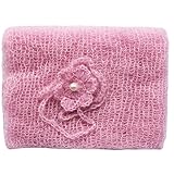 iEFiEL Newborn Baby Stretch Mohair Crochet Knit Wrap Cloth with Flower Headdress Photo Props Clothing Pink with Headband