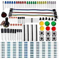 DSD TECH Componente Electrónico Kit básico de arranque con condensador de resistencia LED Transistor de diodo y cable Dupont para Arduino UNO R3 Mega 2560 Nano Raspberry Pi
