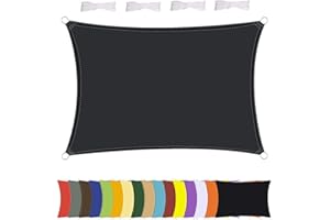 MENGH Sonnensegel Wasserdicht Rechteck, wetterbeständig, Premium Polyester, Viele Längen und Breiten Zur Auswahl inkl Befestigungsseile, Rechteckig 1x2m Anthrazit