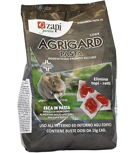 Zapi Garden | Broditop Next Block 25 - Rodenticida, Topicida per Interno ed Esterno intorno agli edifici, Esca in blocco ideale per ambienti umidi, per Disinfestazione di Topi e Ratti, 300g