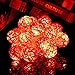 Produktbild Happyit 3M 20pcs Led Rattankugel Lichterkette String Lights für Neujahr Weihnachts Dekoration Hochzeit Party Home Dekoration Lichter (rot)