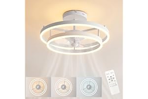 Baerolc Ventilador de Techo con Iluminación, 50CM 35W Ventilador de Techo con luz LED Regulable Lámpara de Techo con Ventilador 6 Velocidades Ventilador de Techo para Dormitorio Cocina Comedor
