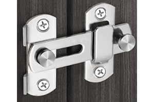 Litensh Schiebetür Schloss, Türriegel Riegel, Edelstahl Torriegel, Flip Slide Latch Hardware, Riegelschloss, Schlossriegel für Tür Weinschrank Badezimmer Garage, Silber, 180° 4 Inch