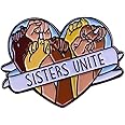 Feminist Brooch Sisters Unite Enamel Lapel Pin Feminism Badge Colorful Letter Badge Enamel Lapel Pin Men Women Gift Bag Clothing Accessories