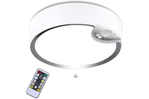Glighone Motion Sensor Ceiling Light Battery Operated Dimmable Light with Remote for Bedroom livingroom (Cool and Warm White)