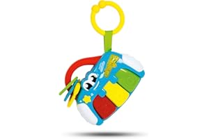 Baby Clementoni - Sonaglino Elettronico Baby Piano, Sonaglio Neonato 3+ Mesi, Gioco Prima Infanzia con Anelli, Luce e 3 Tasti Musicali, Stimola lo Sviluppo Multisensoriale, Insegna Musica e ABC, 17221