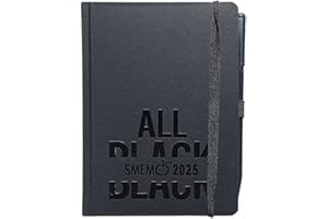 SCUOLA Diario Agenda Smemoranda All Black 2024/2025 Datato giornaliera 12 Mesi 17x12cm Nera con penna inclusa e omaggio portachiave fischietto