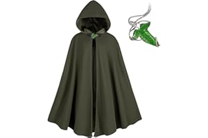 NFAOEGJ Renaissance Kapuzenumhang Mit Green Leaf Elven Brosche Mittelalter Kleidung Unisex, Halloween Mittelalter Kapuzenmantel