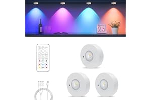 MERTTURM Unterbauleuchte LED z Funkcją Zmiany Koloru, 3 Temperatury Barwowe & RGB LED Spoty, Regulacja Jasności, Ładowanie USB, Akumulator, Magnetyczna Instalacja, Oświetlenie do Szafek i Witryn, 3pcs
