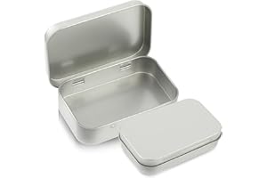 Ouligay Small Metal Tins with Lids - Rectangular Empty Hinged Tins for Candies, Key, Earring, Jewelry (Silver)