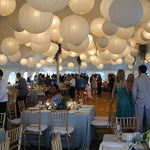 BAYTTER® 10x Lampenschirm Papier Papierlaterne Lampions Papierlampe Laterne Dekoration für Ballon Garten Party weiß drei Größen wählbar (30cm) - 8