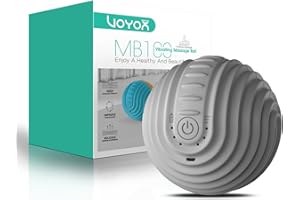 VOYOR-HEALTH Palla da Massaggio Vibrante, Palla da Massaggio Elettrica per Pilates Fitness per Alleviare il Dolore Muscolare, 4 Modalità, Alta/Bassa Alternate, Ricaricabile e Portatile MB100, Grigio