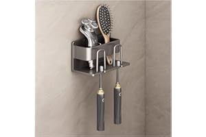 LUMIN TUTU Uchwyt na szczoteczki do zębów niewymagający wiercenia, aluminiowy uchwyt na kubek, elektryczny uchwyt ścienny, akcesoria łazienkowe, na 2 kubki, czarny