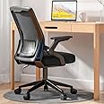 Aiwanto 360° rotating wheels Ergonomic Office Chair, Swivel Desk Chair Height Adjustable Mesh Back Computer Chair with Lumbar Support, 90° Flip-up Armrest Gaming Chair for Home Office（BLACK）