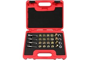 BestsQ Kit Reparation Bouchon de Vidange Tools, 64Pcs du Carter d'huile Réparation de Filetage Kit Puisard Boîte Bouchon de vidange Tool Set M13 M15 M17 M20