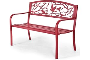 RELAX4LIFE Panchina da Esterno, Panchina da Giardino in Ferro Verniciato Resistente, Panchina Moderna da Parco per 2 Adulti, (Medello 1)