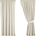 H.Versailtex Blackout Curtains Super Soft Window Treatment Thermal Insulated Pleat Blackout Curtains for Living Room/Bedroom, 46" Width x 54" Drop, 2 Panels, Beige (with Two Matching Tiebacks)