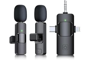 NVKHG Lavalier Mikrofon, 3 in 1 Drahtloses, Wiederaufladbares Mini-Mikrofon, Kompatibel mit Kamera, Computer, iPhone, iPad, Android, USB-C Mikrofon für Live, Videoaufnahmen, Vlog, YouTube, TikTok