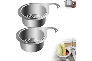 VIECHOES 2 pcs filtro lavello cucina,Cestello per Lavello a Cigno in Acciaio Inossidabile,Cestello di Scarico Multifunzionale,Adatto per rubinetti con diametro inferiore a 4.3 cm