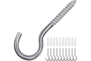 LTStore Lot de 10 crochets à vis M6 x 80 mm, en acier inoxydable - Convient pour les hamacs, auvents, fauteuils suspendus, câbles fixes, gondoles (M6-80)