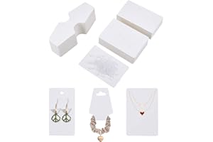 PH PandaHall 400pcs schede porta gioielli - 100pcs Cartoncini per collana 100pcs Carte per Orecchini 200 pezzi dadi per orecchini in plastica trasparente, bianco